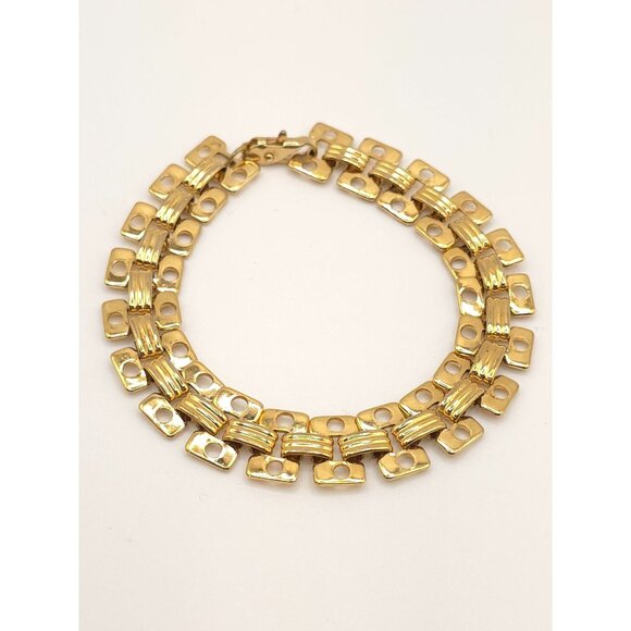 Unbranded Jewelry - Vintage Gold-Tone Link Chain Bracelet With Double Rows & Lobster Clasp Closure